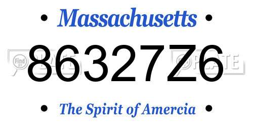 86327Z6 Massachusetts License Plate
