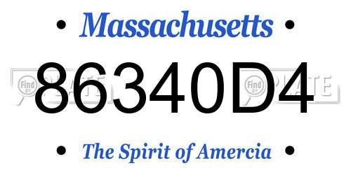 86340D4 Massachusetts License Plate