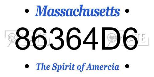 86364D6 Massachusetts License Plate