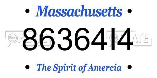86364I4 Massachusetts License Plate