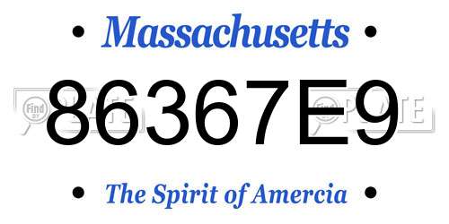 86367E9 Massachusetts License Plate