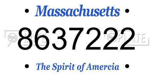 8637222 Massachusetts License Plate