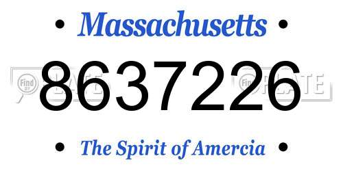 8637226 Massachusetts License Plate