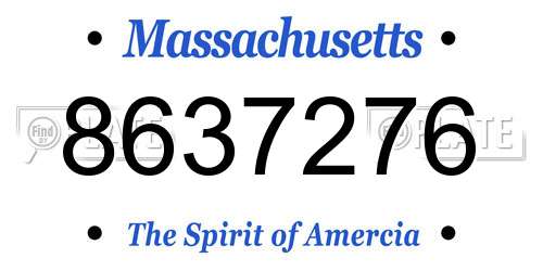 8637276 Massachusetts License Plate