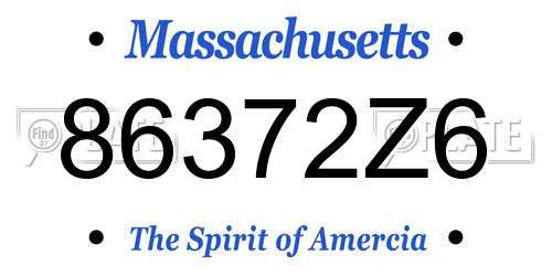 86372Z6 Massachusetts License Plate
