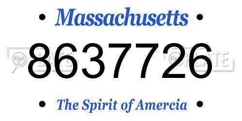 8637726 Massachusetts License Plate
