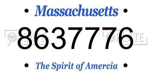 8637776 Massachusetts License Plate