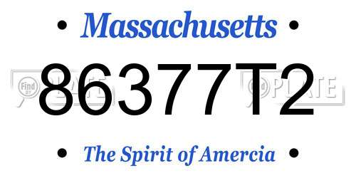 86377T2 Massachusetts License Plate
