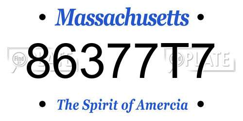 86377T7 Massachusetts License Plate