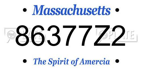 86377Z2 Massachusetts License Plate