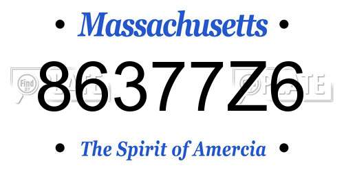 86377Z6 Massachusetts License Plate