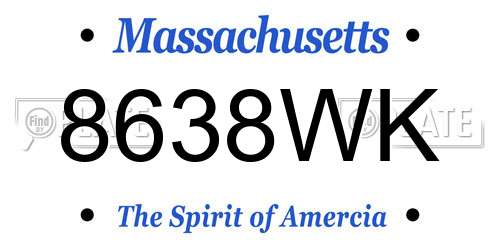 8638WK Massachusetts License Plate