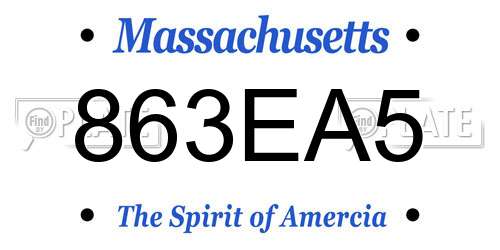 863EA5 Massachusetts License Plate