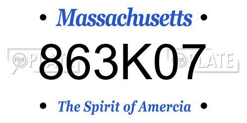 863K07 Massachusetts License Plate