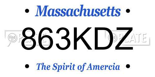 863KDZ Massachusetts License Plate