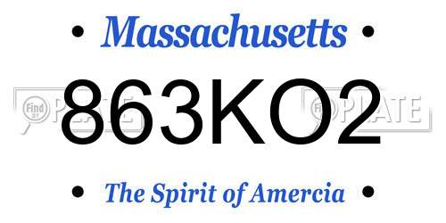 863KO2 Massachusetts License Plate