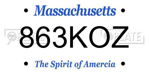 863KOZ Massachusetts License Plate