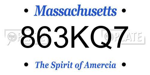 863KQ7 Massachusetts License Plate