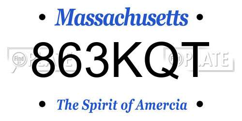 863KQT Massachusetts License Plate