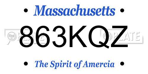 863KQZ Massachusetts License Plate