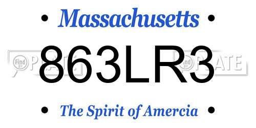 863LR3 Massachusetts License Plate