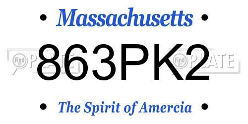 863PK2 Massachusetts License Plate