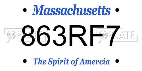 863RF7 Massachusetts License Plate