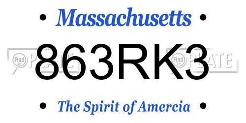 863RK3 Massachusetts License Plate