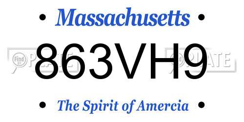 863VH9 Massachusetts License Plate
