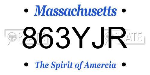 863YJR Massachusetts License Plate