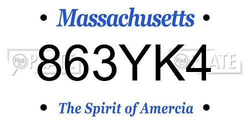 863YK4 Massachusetts License Plate