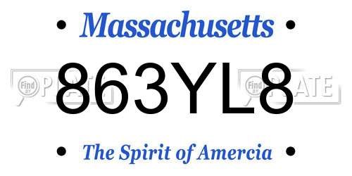 863YL8 Massachusetts License Plate