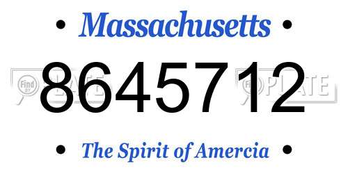 8645712 Massachusetts License Plate