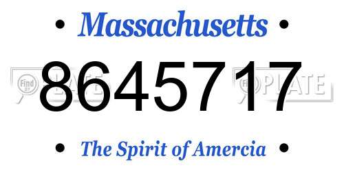 8645717 Massachusetts License Plate