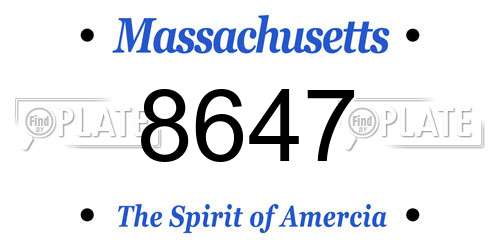 8647 Massachusetts License Plate
