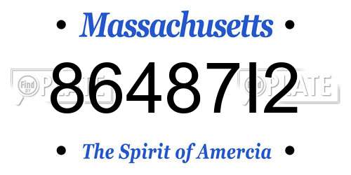 86487I2 Massachusetts License Plate