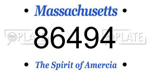 86494 Massachusetts License Plate