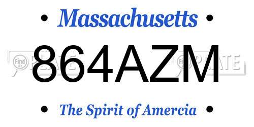 864AZM Massachusetts License Plate
