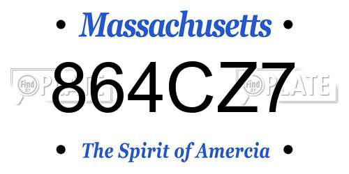 864CZ7 Massachusetts License Plate