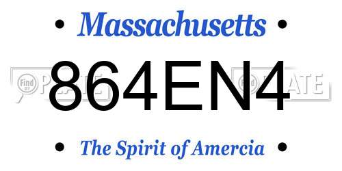 864EN4 Massachusetts License Plate