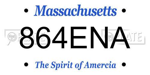 864ENA Massachusetts License Plate