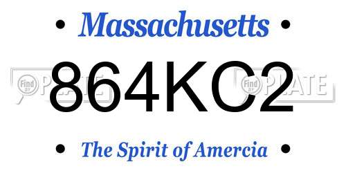 864KC2 Massachusetts License Plate