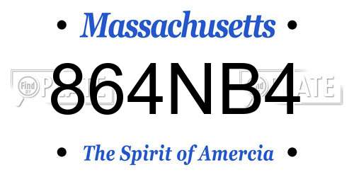864NB4 Massachusetts License Plate