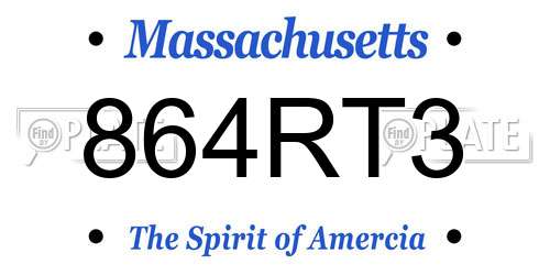 864RT3 Massachusetts License Plate