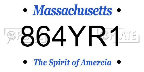 864YR1 Massachusetts License Plate