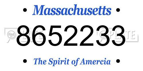 8652233 Massachusetts License Plate