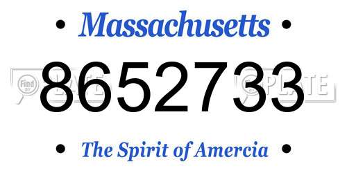 8652733 Massachusetts License Plate