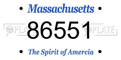 86551 Massachusetts License Plate