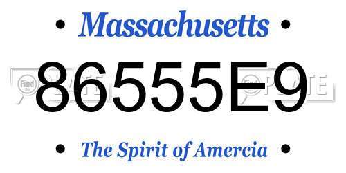 86555E9 Massachusetts License Plate