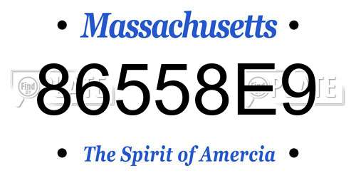 86558E9 Massachusetts License Plate